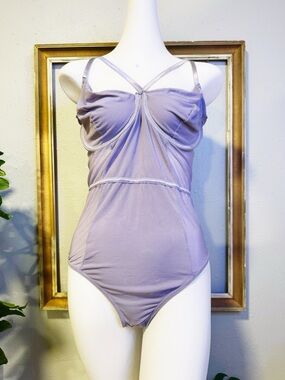 Just Sexy Lingerie Lavender Sheer Mesh Teddy Bodysuit 2X NWOT